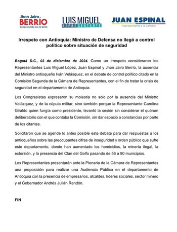 Los congresistas aseguraron que las