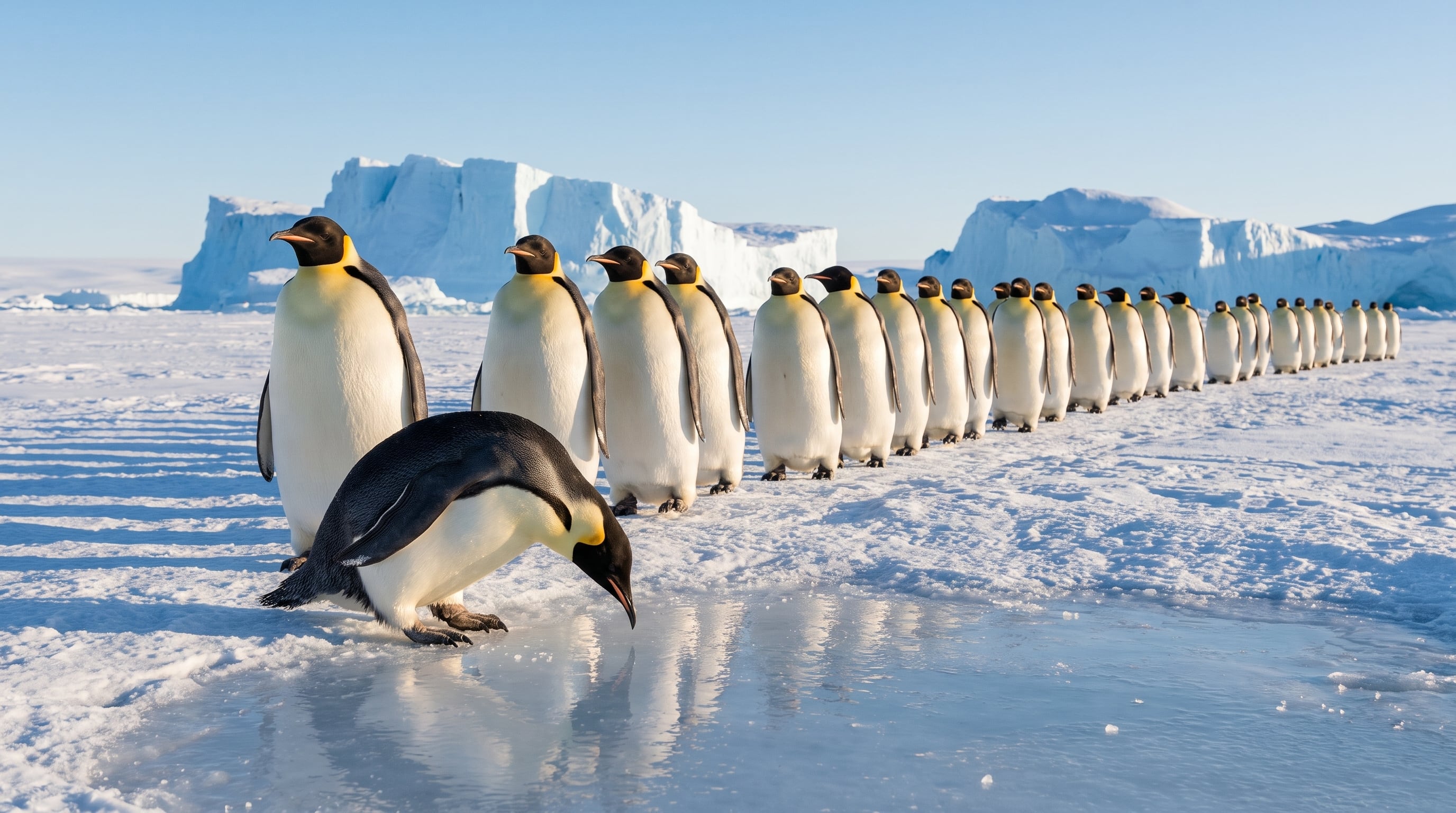 Los investigadores advirtieron que la flexibilidad de comportamiento de los pingüinos emperador no compensará por sí sola la pérdida continua de hielo fijo en la Antártida (Imagen Ilustrativa Infobae)