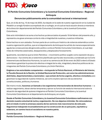 Comunicado del Partido Comunista de