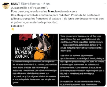 Un usuario muestra el texto