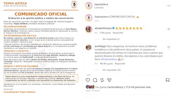 El comunicado de Topos Azteca se emitió la noche del viernes 21 de agosto, un día antes de que la brigada especializada de búsqueda y rescate, encabezada por Héctor Méndez, confirmó que su tarea en Colombia se dio por finalizada y regresaron a su país de origen - crédito @toposazteca/IG