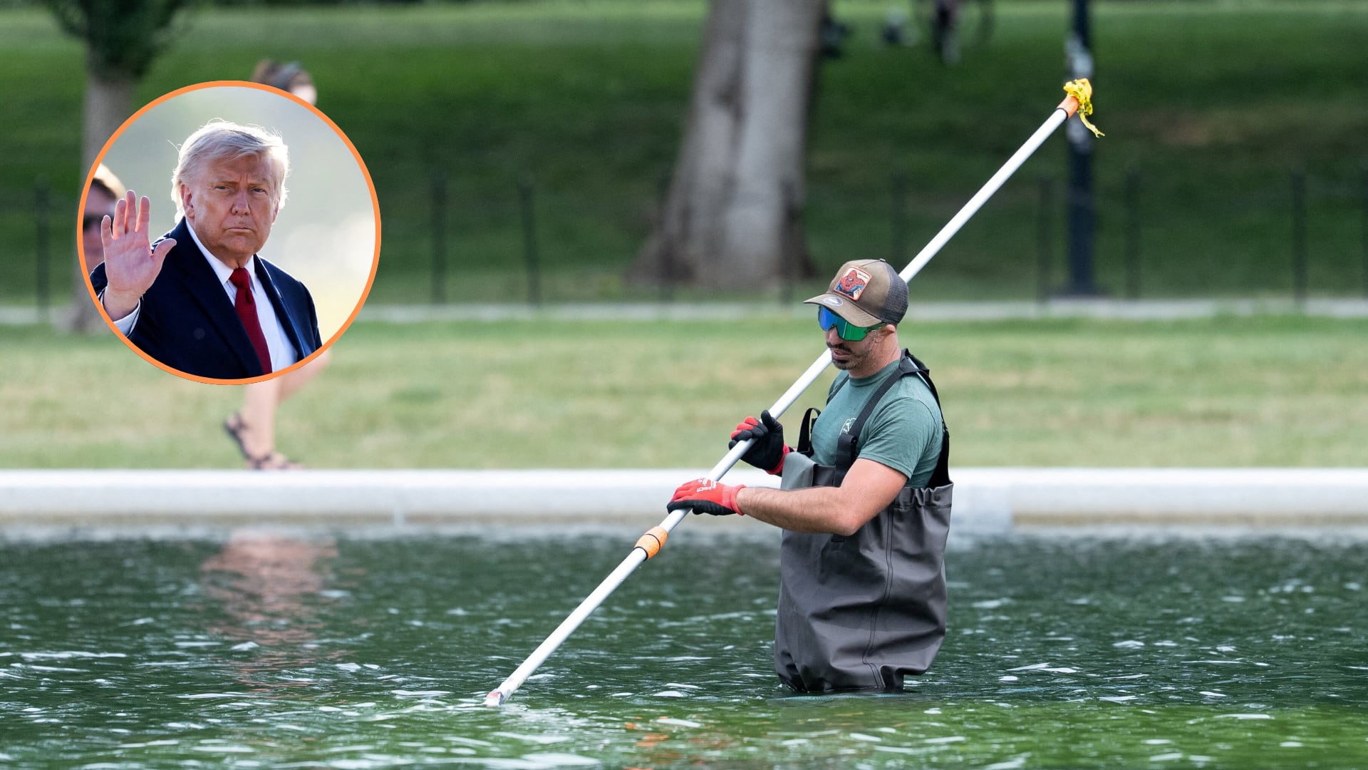 Trump pone bajo presión la restauración del Reflecting Pool tras denunciar vandalismo y arrestos