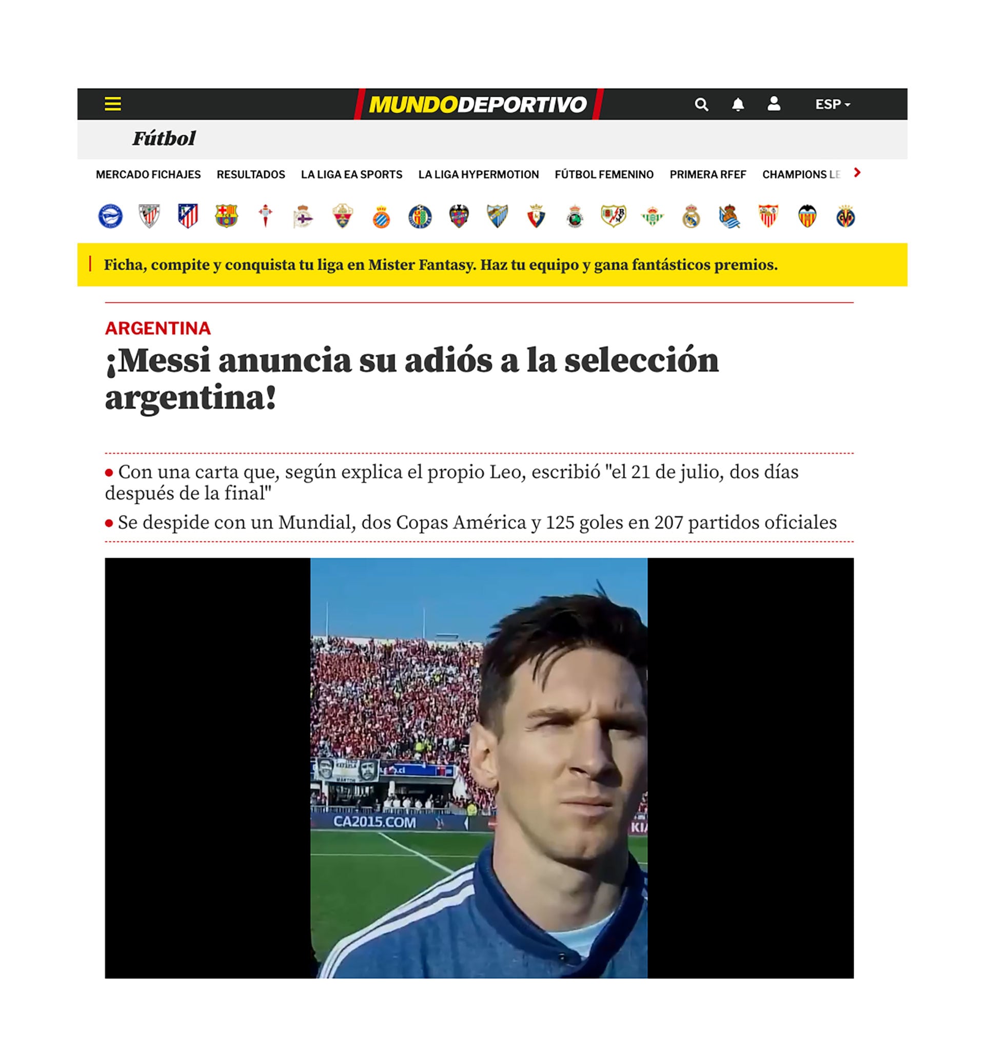 Mundo Deportivo apeló a los signos de admiración