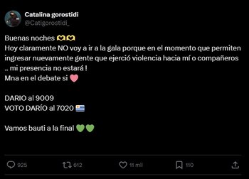 El tweet de Catalina Gorostidi