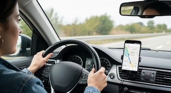 Una conductora de una aplicación