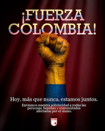 Poster de Santa Fe solidarizándose con las víctimas del sismo en Colombia - crédito Santa Fe