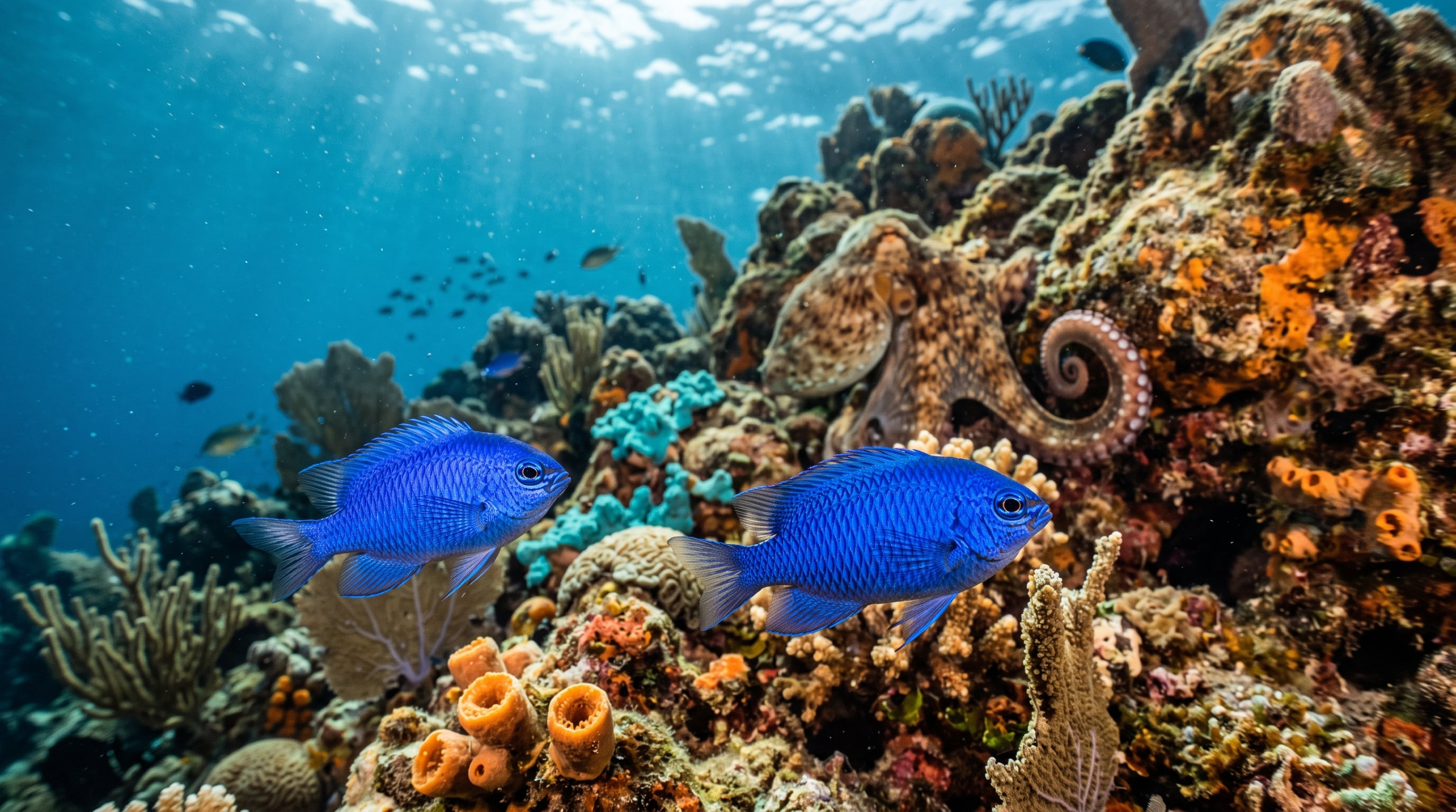 Los encuentros entre pulpos y peces territoriales duraron en promedio 14 segundos y mostraron reacciones rápidas de ambos animales (Imagen Ilustrativa Infobae)