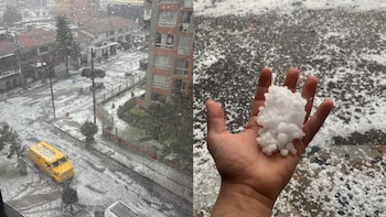 En imágenes: fuerte granizada cubrió de blanco algunas vías del occidente de Bogotá y afectó la movilidad