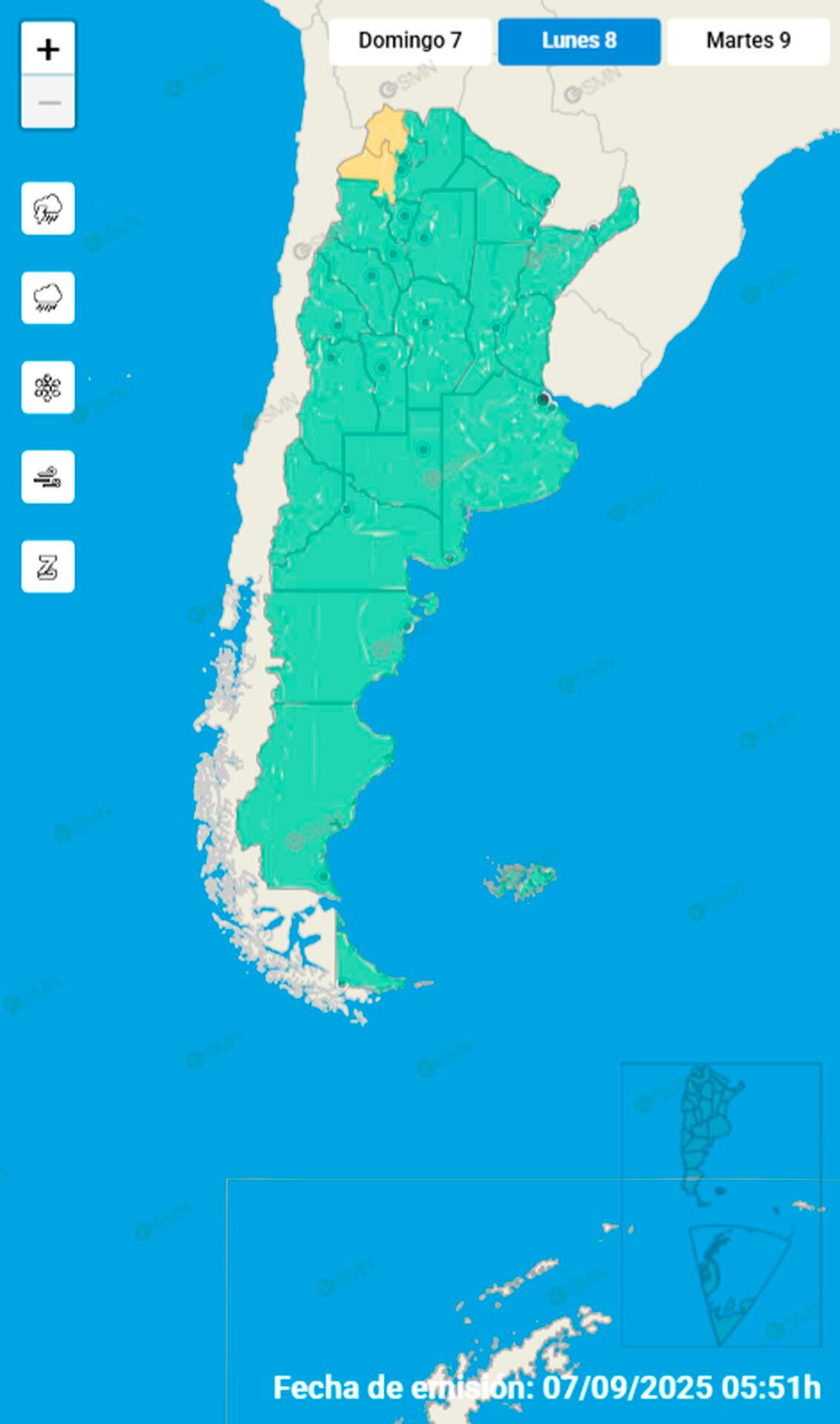 Jujuy y Salta serán las provincias afectadas para mañana.