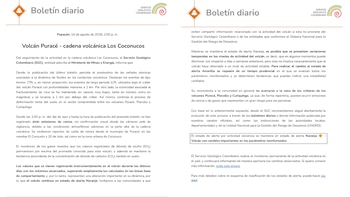 El Servicio Geológico Colombiano informó que la sismicidad, la deformación del suelo y los gases volcánicos evidencian una alteración relevante en la dinámica del sistema volcánico - crédito SGC