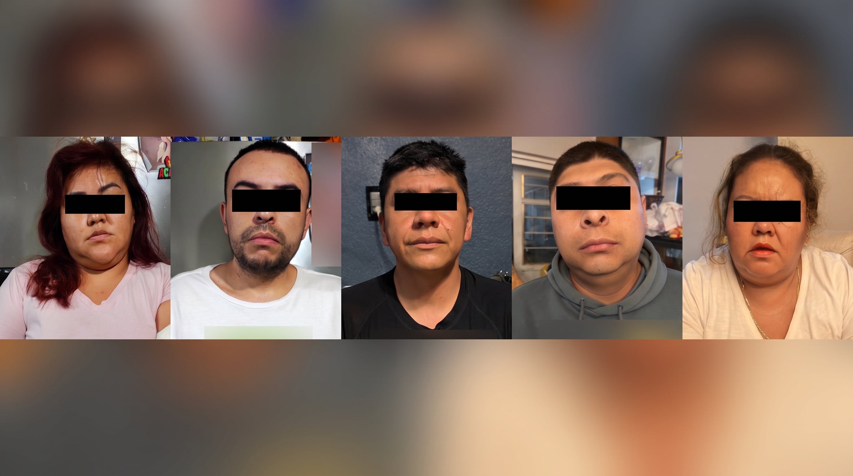 Los detenidos fueron identificados como Oswaldo “N”, Amalia Lizbeth “N”, Juan Carlos “N”, Nancy “N” y Enrique “N”. (Crédito: SSC CDMX)