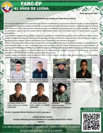 En el comunicado, las disidencias