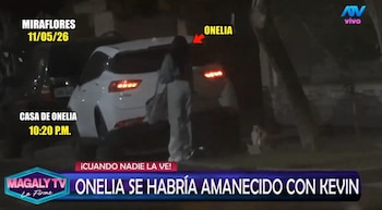 ¿Nuevo romance? Captan a Onelia Molina amaneciendo en el depa de Kevin Díaz en Miraflores. Captura: Magaly TV La Firme.