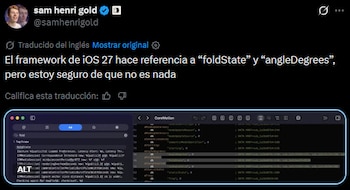 Desarrolladores encuentran en el código de iOS 27 pistas sobre el iPhone plegable.