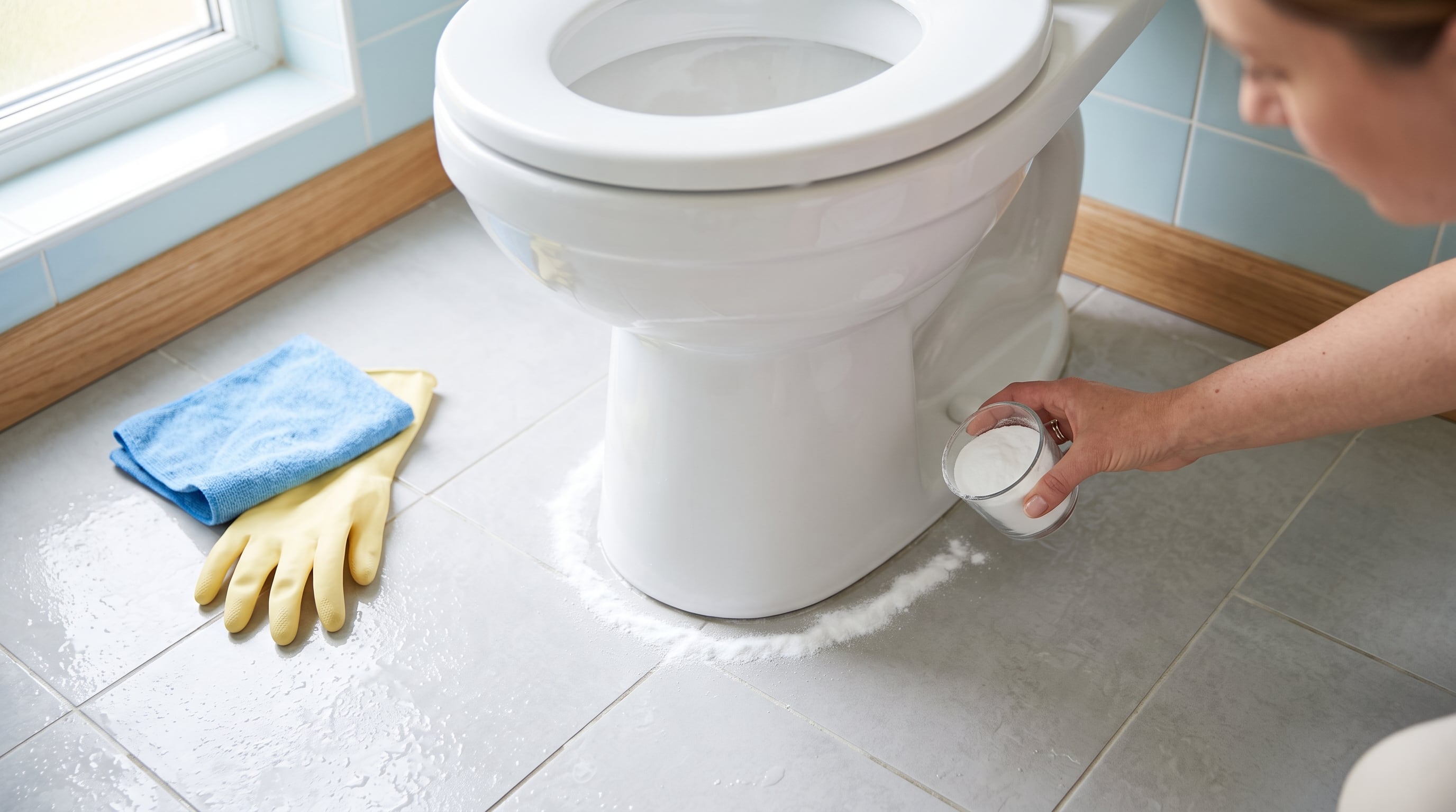 El uso del bicarbonato alrededor de la base del inodoro puede formar parte de una rutina de mantenimiento nocturna. La práctica debe limitarse al exterior de la taza y a la zona de contacto con el suelo. (Imagen Ilustrativa Infobae)