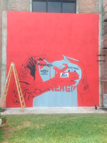 El mural en el estadio,