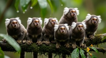 Grupo de monos titíes. (Adobe