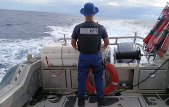 El Servicio Nacional de Guardacostas continúa la búsqueda de la lancha El Corrongo, desaparecida con tres tripulantes en aguas del Caribe costarricense. Crédito: MSP