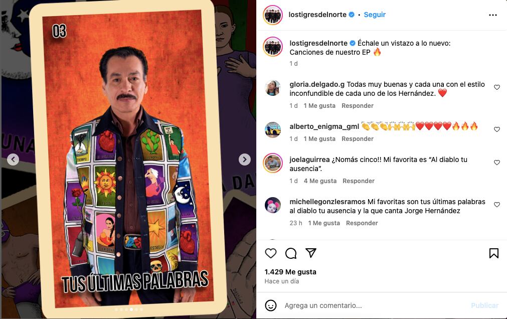 Los Tigres del Norte reaparecen en redes sociales. (Instagram)