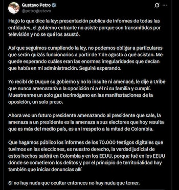 Gustavo Petro - crédito @petrogustavo/X