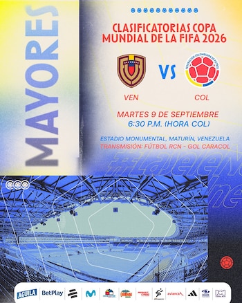 Anuncio del Venezuela vs Colombia por Eliminatorias 2026. - créditos: @FCFSeleccionCol