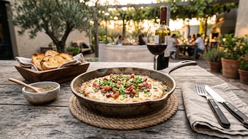 Receta de provoleta con panceta y cebolla de verdeo, rápida y fácil