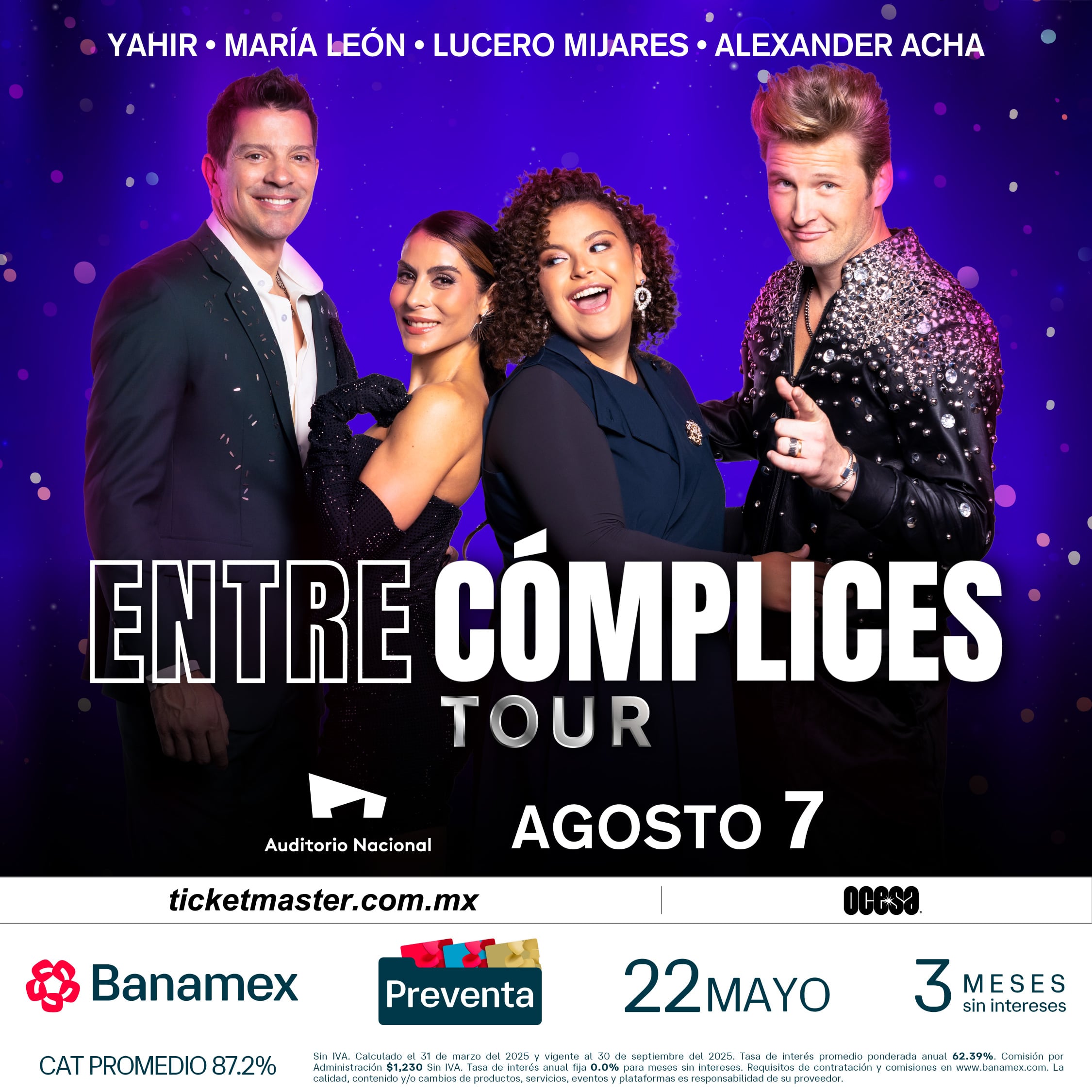 La preventa para el único concierto del Entre Cómplices Tour iniciará el 22 de mayo a las 11:00 a.m., a través de Banamex.