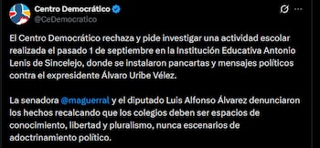 Centro Democrático - crédito @CeDemocratico/X