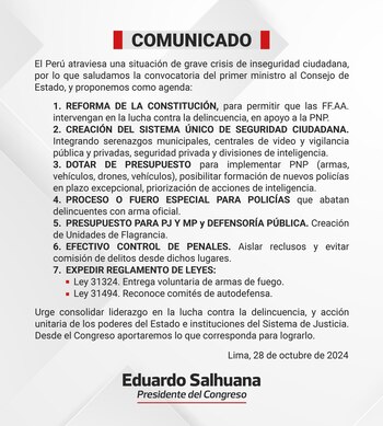 El presidente del Congreso, Eduardo