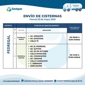 Sedapar programa envío de cisternas