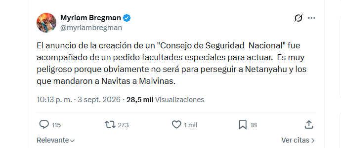 La postura de Myriam Bregman sobre el caso Malvinas