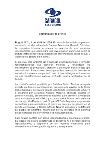 Así será la comisión que indagará denuncias en Caracol Televisión - crédito @CaracolTV/X