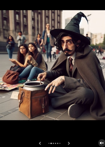 Mago sentado en el Zócalo