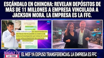 Gráfico de noticias con un hombre hablando en un micrófono, una captura de pantalla de WhatsApp y una pareja posando sonriendo.