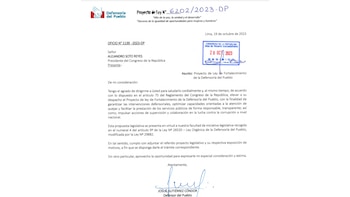 Defensor del Pueblo envía oficio