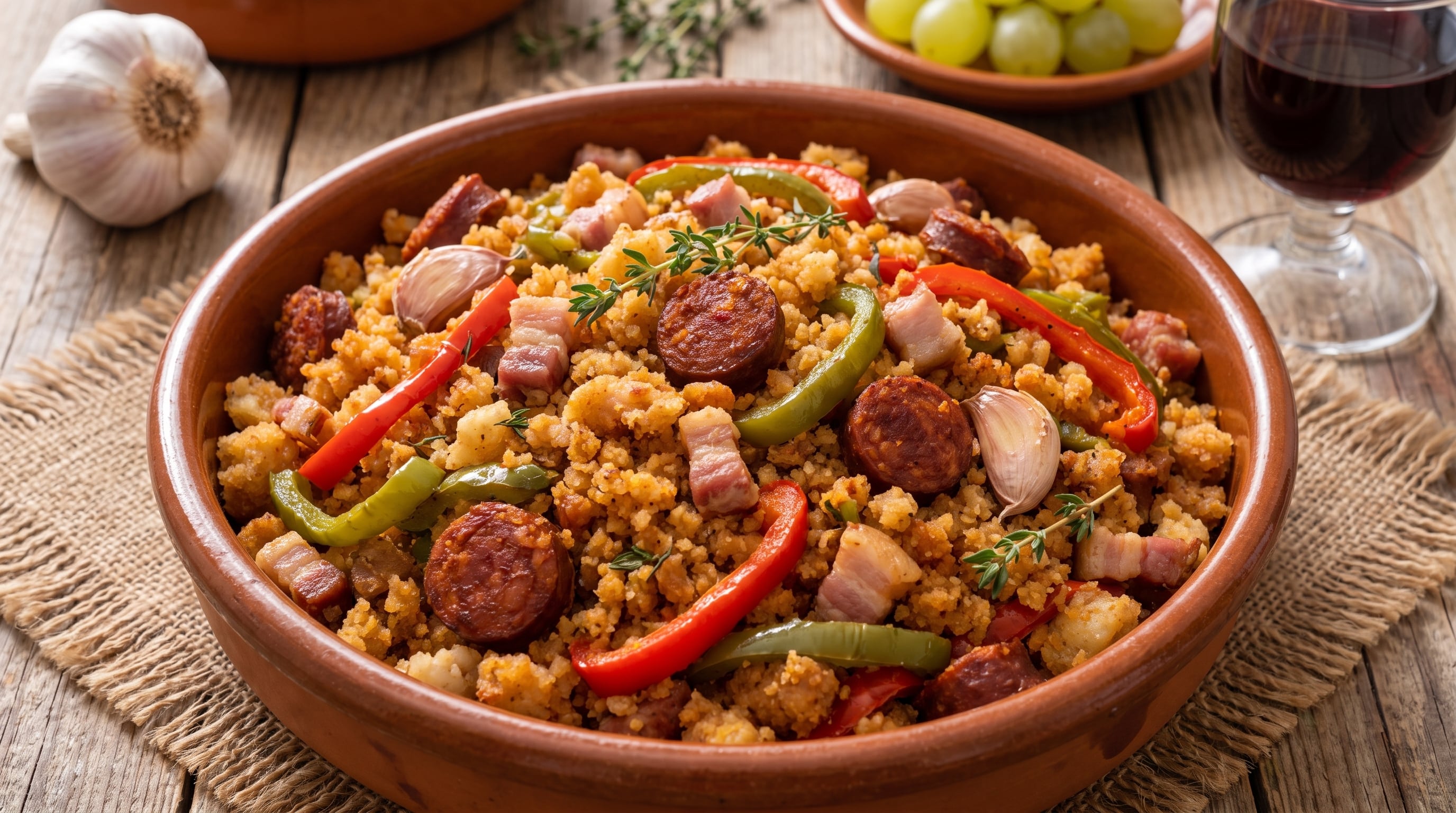 La receta de migas españolas exige humedecer el pan duro y dejarlo reposar en la heladera al menos dos horas antes de la cocción - (Imagen Ilustrativa Infobae)