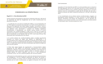 Con este comunicado, la Corte