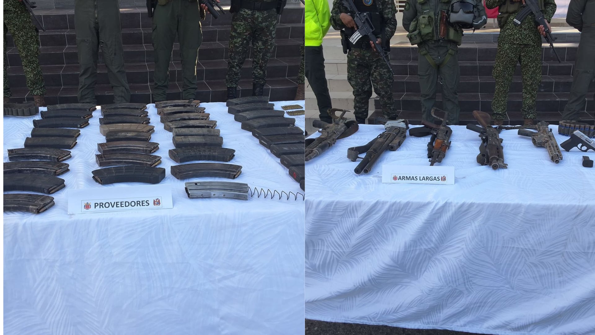 Armas largas y proveedoras hallados a los integrantes de la red criminal Los Pachenca, neutralizados en operativo - crédito Ejército Nacional
