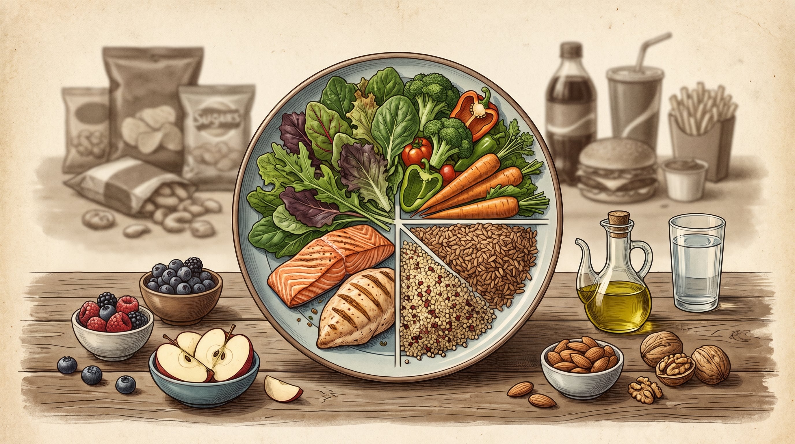 La dieta para la diabetes busca mantener la glucosa en sangre con alimentos integrales, control de porciones y horarios regulares (Imagen Ilustrativa Infobae)