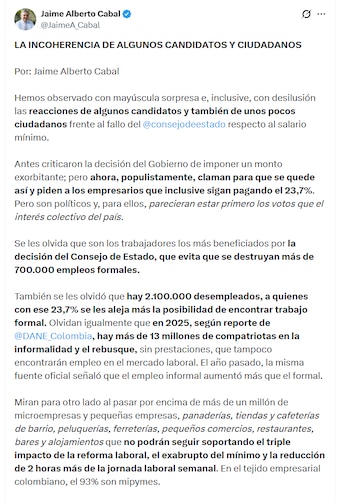 Para Cabal, La suspensión del