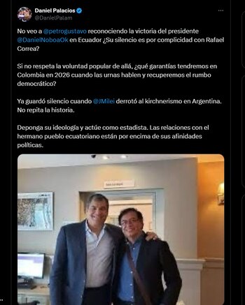 Crítica de Daniel Palacios, exministro