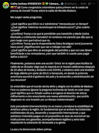 La congresista Cathy Juvinao plantea