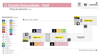 El servicio B74 de TransMilenio cambia su punto de parada al vagón 1 en la estación Universidades - CityU, junto a rutas como C73 y J74 - crédito TransMIlenio