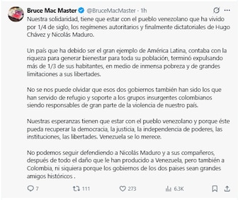 Bruce Mac Master reaccionó a