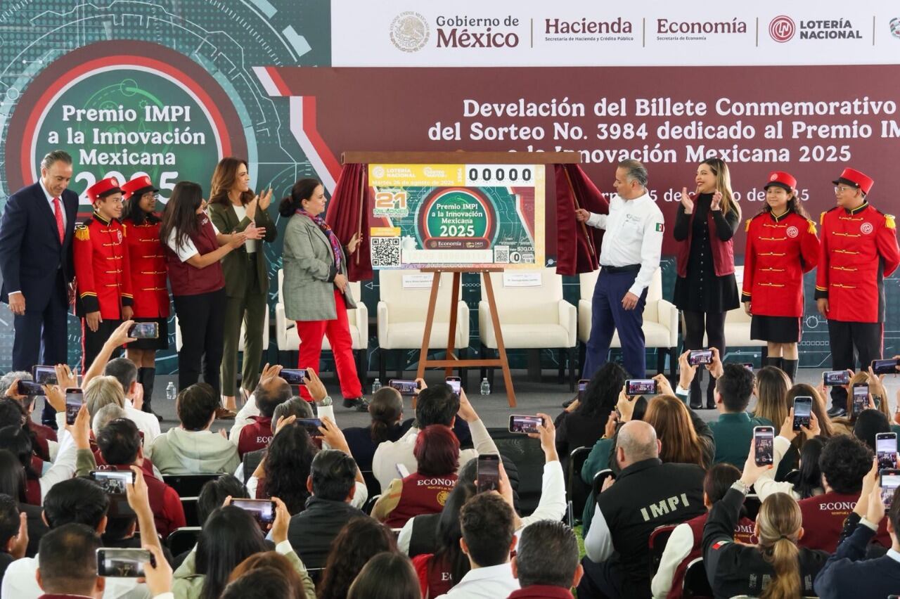 El billete está hecho para reconocer el Premio IMPI a la Innovación Mexicana 2025. (Lotería Nacional)