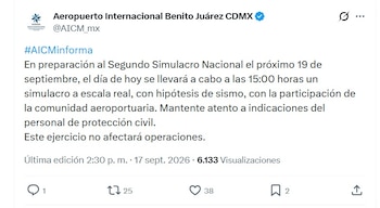 AICM adelantó actividades del simulacro (X/ @AICM_mx)