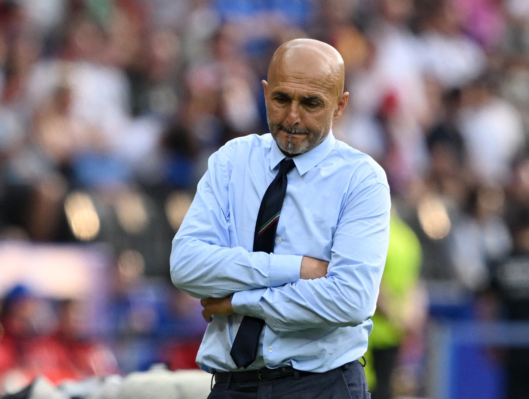 El lamento de Luciano Spalletti tras la eliminación (Reuters/Angelika Warmuth)