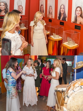 Jeanette Dousdebes Rubio recorrió el Museo del Carnaval de Barranquilla junto a Ana Lucía Pineda y Katia Nule - crédito @carnavalbaq/ Instagram