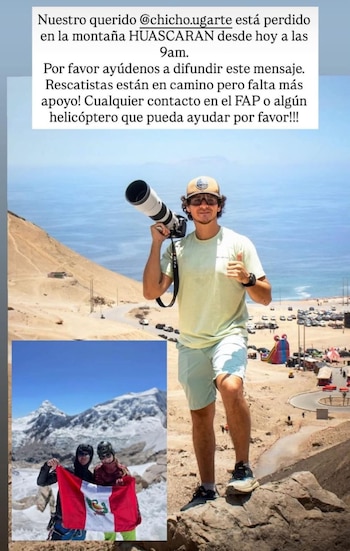 Alejandro Ugarte forma parte del grupo de tres andinistas que desaparecieron durante una expedición en el nevado Huascarán