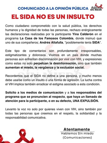 Comunicado a la opinión pública